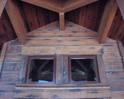 Park City, Utah - Redwood Siding Close-Up / Rough Planed Redwood Siding and Soffit