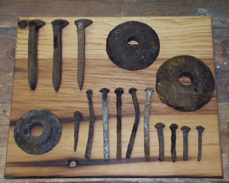 Spikes & washers / Examples of spikes and washers (many of the spikes available are bent)