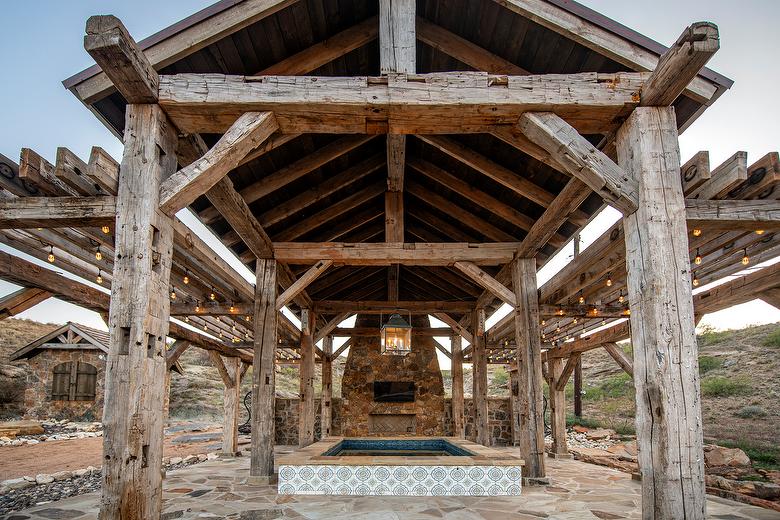 Hand-Hewn Timbers, 3 x 8 WeatheredBlend Timbers, and Antique Mixed Gray/Brown Barnwood