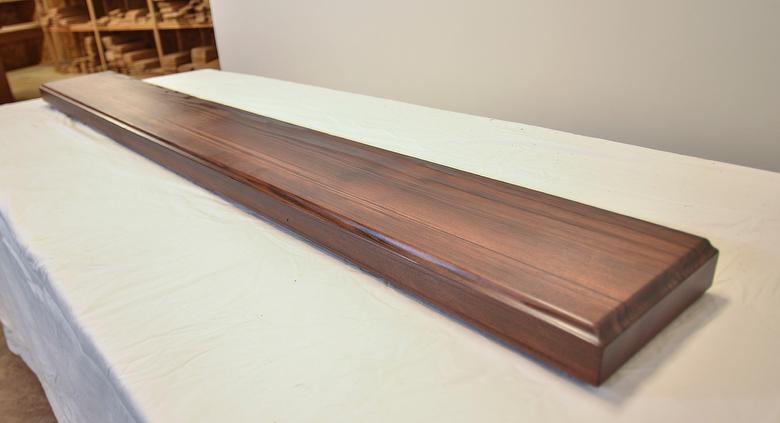 Redwood; Plane Top and Bottom; Routered Edge; Sanded; Finished with Tung Oil, Linseed Oil, and Semi Gloss Polyurethane Mix