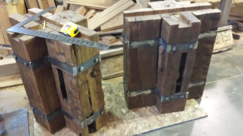 Table Bases made from Hardwood Hand-Hewn timbers